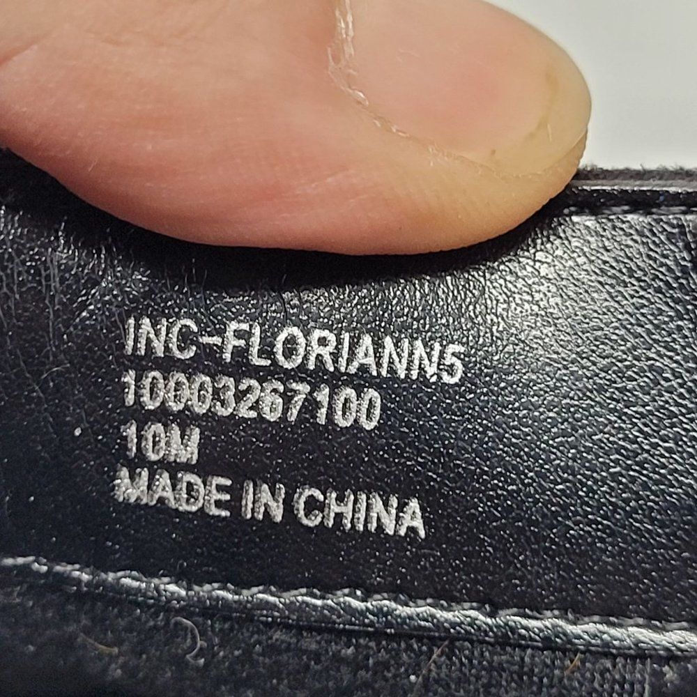 INC Floriann5 Ankle Booties 10 Black Sparkle‎ Silver Star Chunky Heel Holiday - Picture 10 of 11